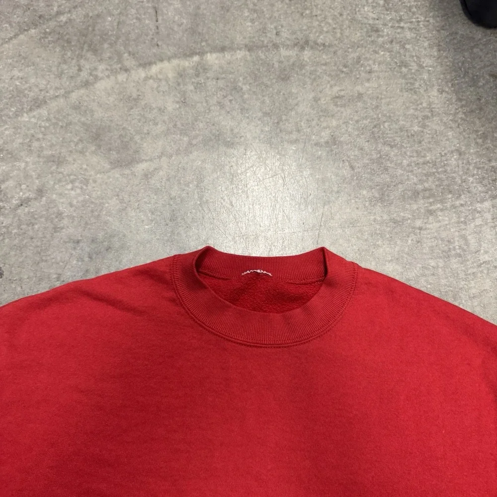 Vintage Style Red Crewneck Sweatshirt Blank Fleece Pullover Large Made in USA L